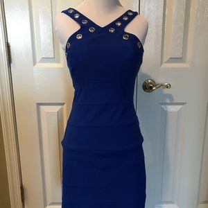Super cute blue dress with Silver grommets